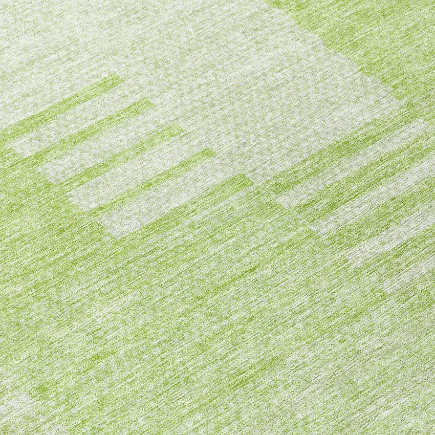 8' Artichoke Green And Mint Green Round Striped Washable Indoor Outdoor Area Rug Photo 8