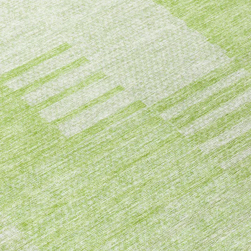 8' Artichoke Green And Mint Green Round Striped Washable Indoor Outdoor Area Rug Photo 8