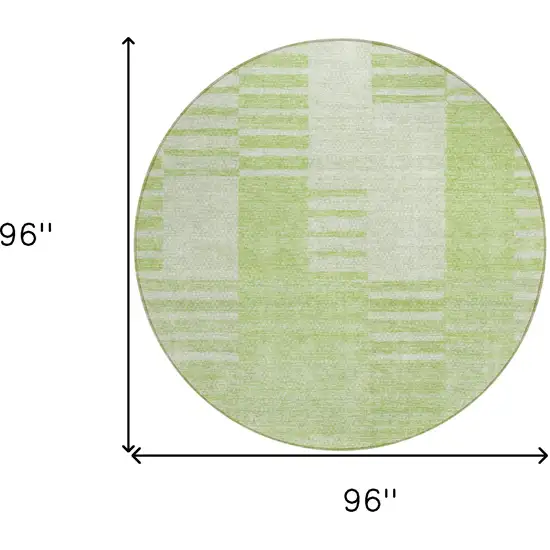 8' Artichoke Green And Mint Green Round Striped Washable Indoor Outdoor Area Rug Photo 3