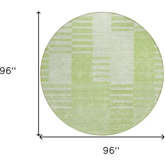 8' Artichoke Green And Mint Green Round Striped Washable Indoor Outdoor Area Rug Photo 3