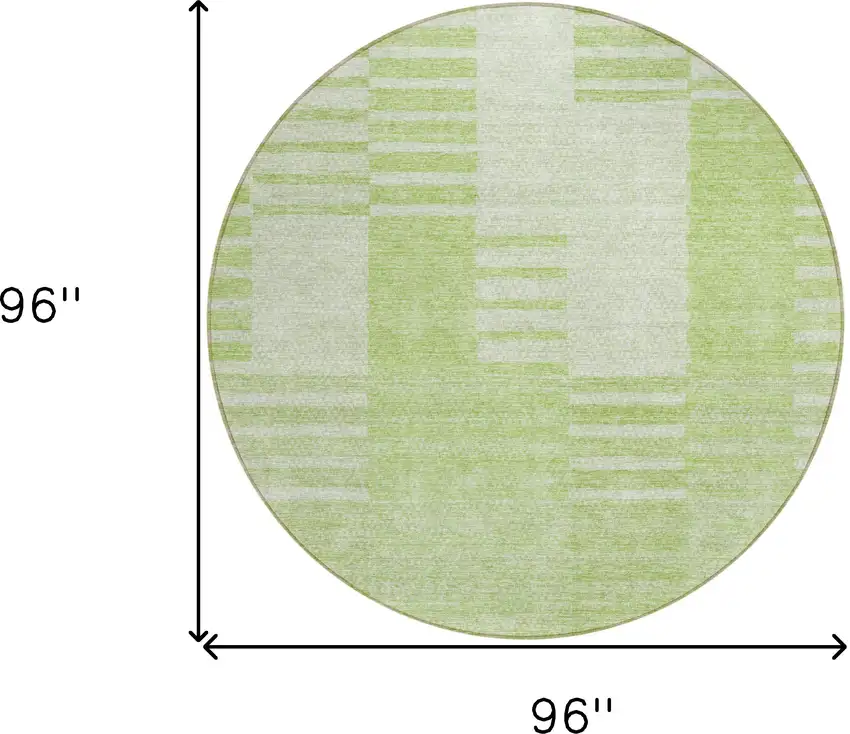 8' Artichoke Green And Mint Green Round Striped Washable Indoor Outdoor Area Rug Photo 3