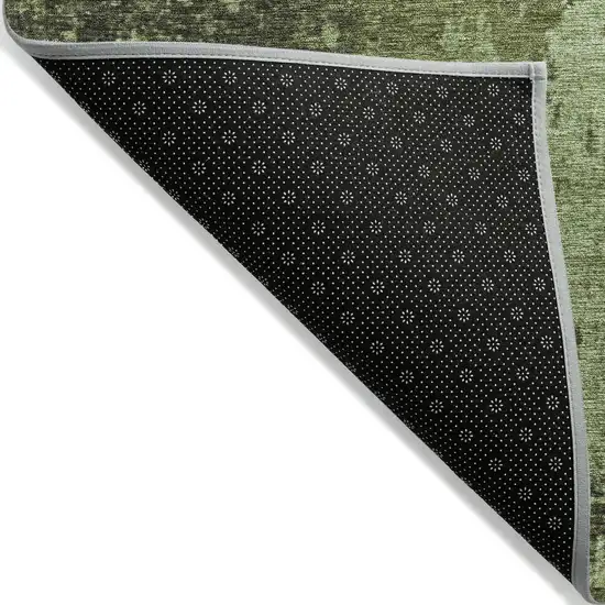8' Artichoke Green And Olive Green Round Abstract Washable Indoor Outdoor Area Rug Photo 9