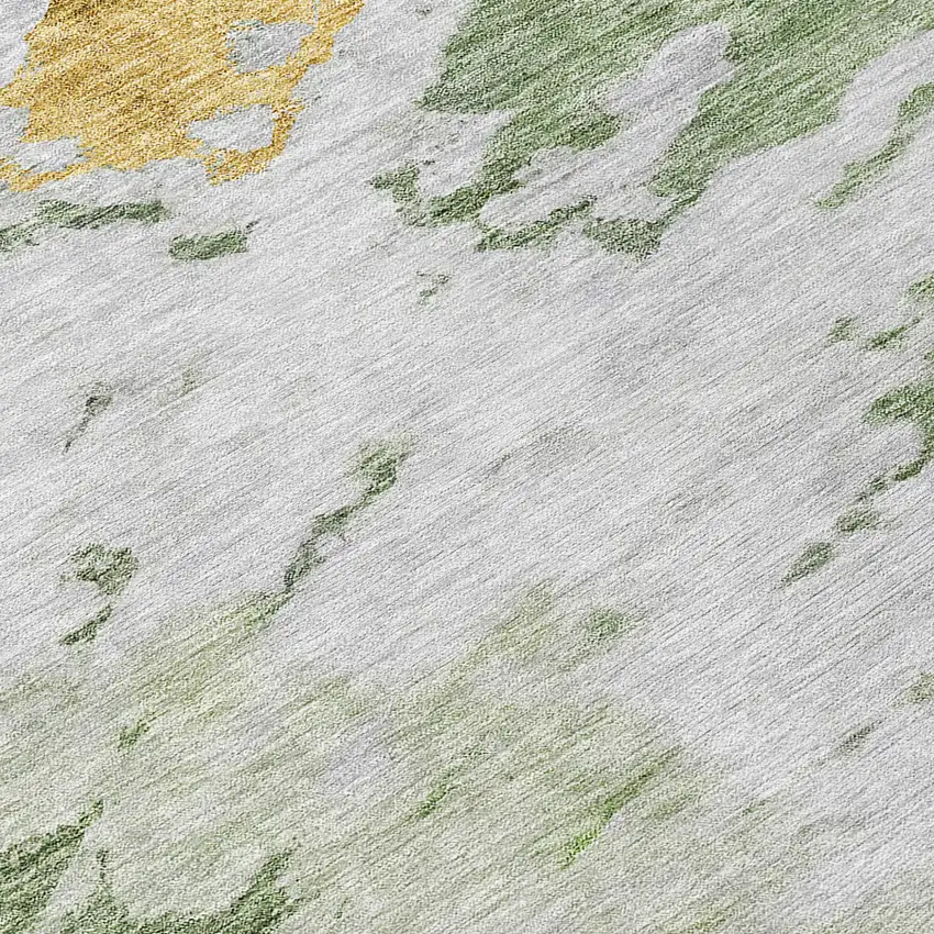 8' Artichoke Green And Olive Green Round Abstract Washable Indoor Outdoor Area Rug Photo 8