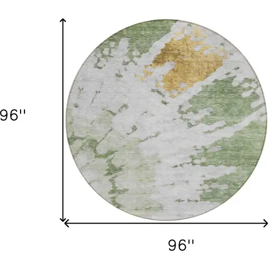 8' Artichoke Green And Olive Green Round Abstract Washable Indoor Outdoor Area Rug Photo 3
