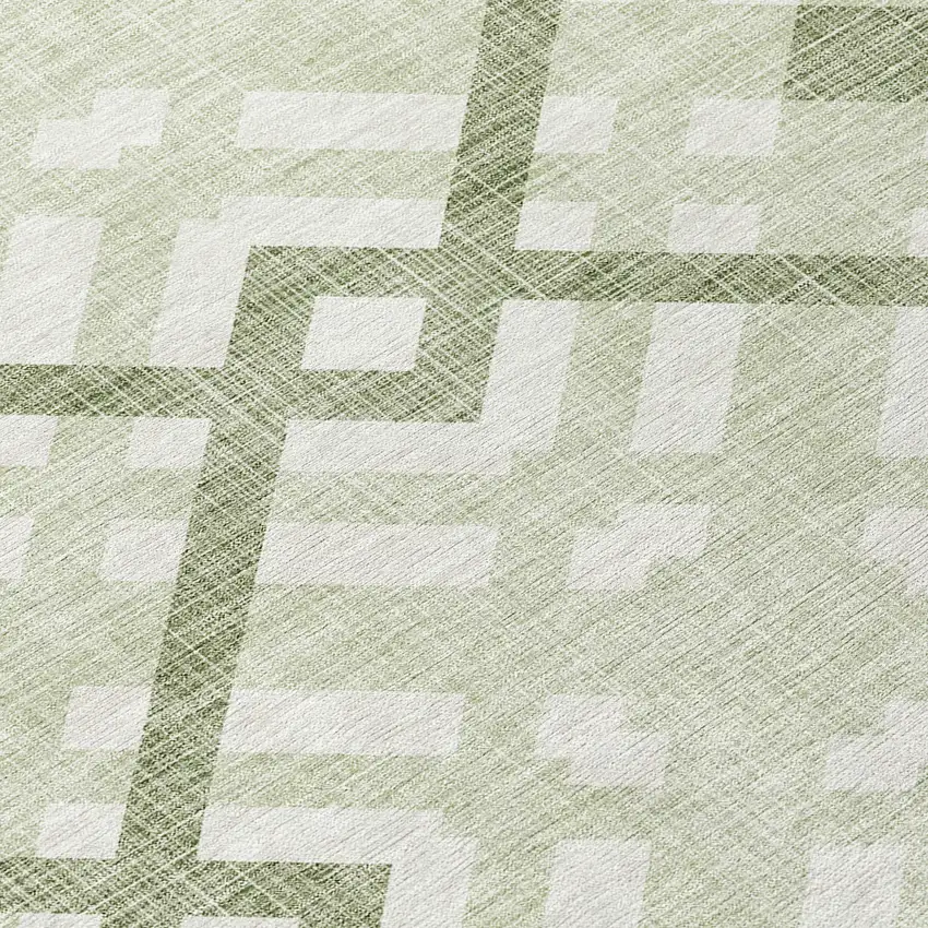8' Artichoke Green And Olive Green Round Geometric Washable Indoor Outdoor Area Rug Photo 4