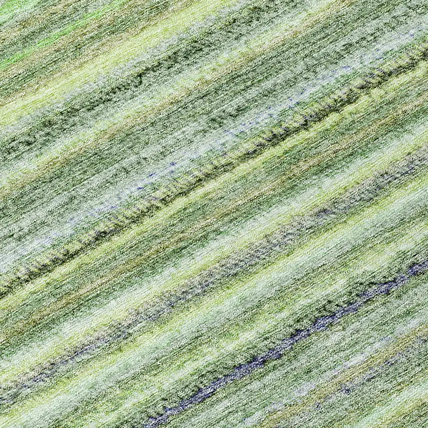 8' Artichoke Green And Olive Green Round Striped Washable Indoor Outdoor Area Rug Photo 7