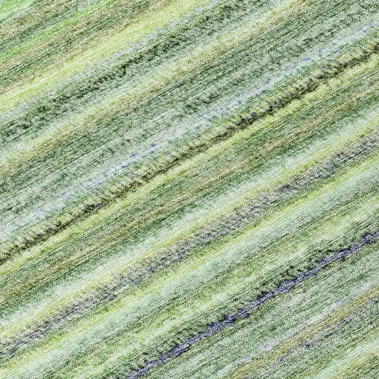 8' Artichoke Green And Olive Green Round Striped Washable Indoor Outdoor Area Rug Photo 7