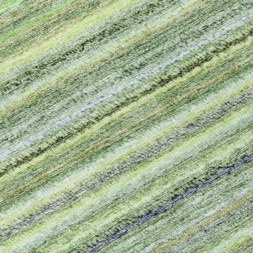 8' Artichoke Green And Olive Green Round Striped Washable Indoor Outdoor Area Rug Photo 7