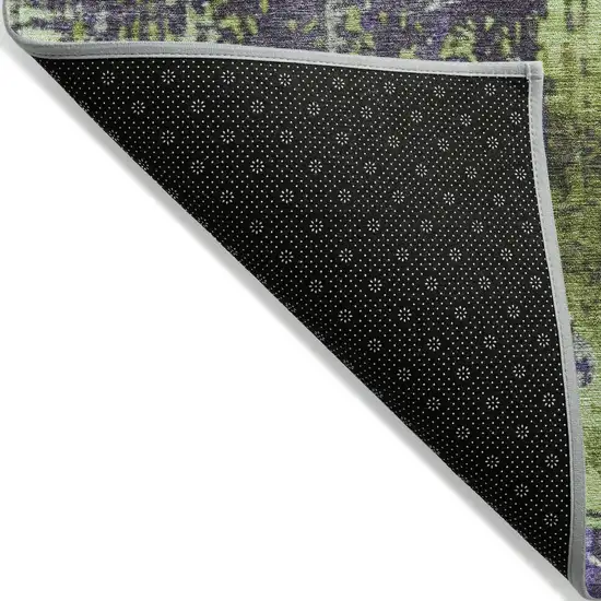 8' Artichoke Green And Purple Round Abstract Washable Indoor Outdoor Area Rug Photo 9