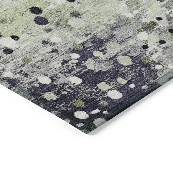 8' Artichoke Green And Purple Round Abstract Washable Indoor Outdoor Area Rug Photo 7