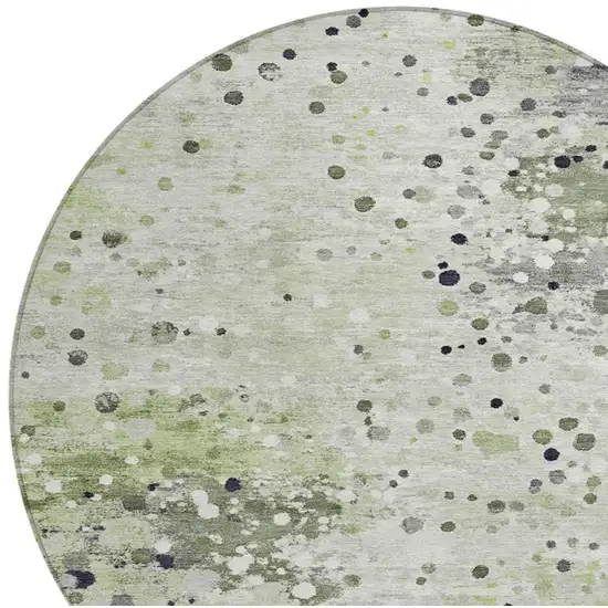 8' Artichoke Green And Purple Round Abstract Washable Indoor Outdoor Area Rug Photo 8