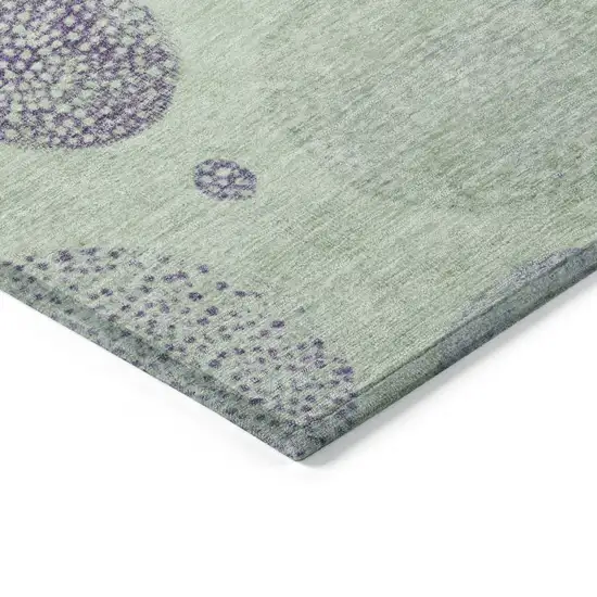 8' Artichoke Green And Purple Round Geometric Washable Indoor Outdoor Area Rug Photo 8