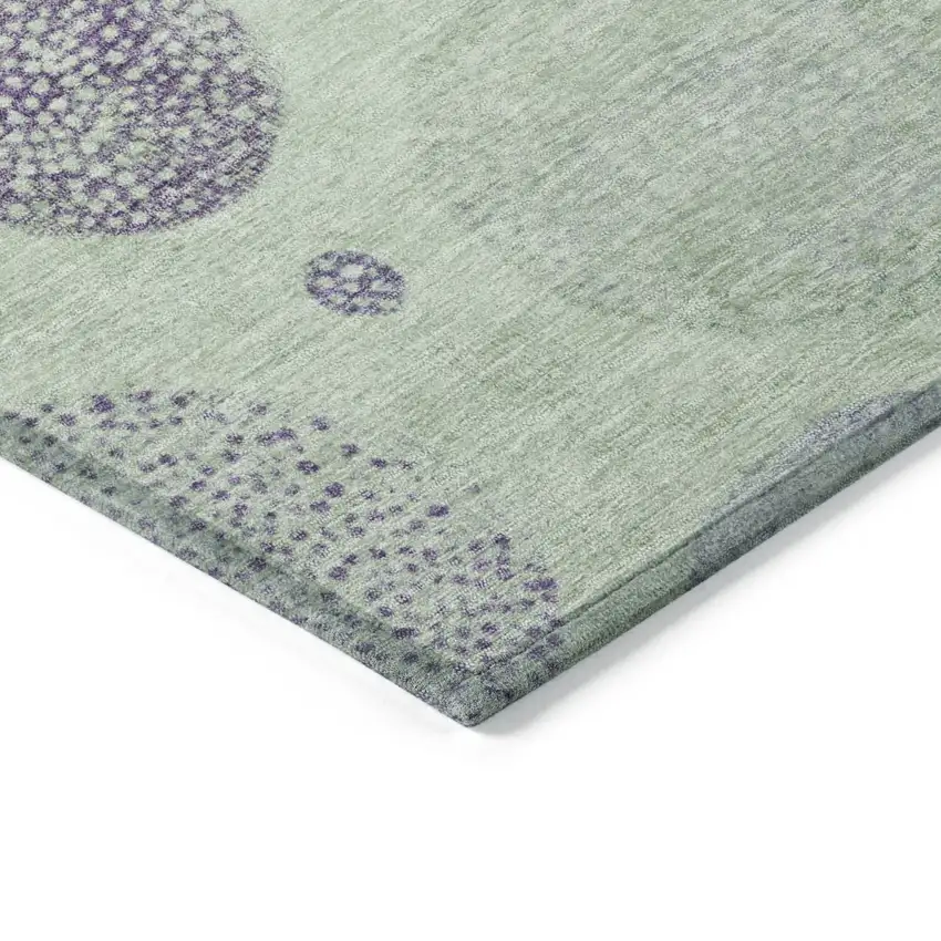 8' Artichoke Green And Purple Round Geometric Washable Indoor Outdoor Area Rug Photo 8
