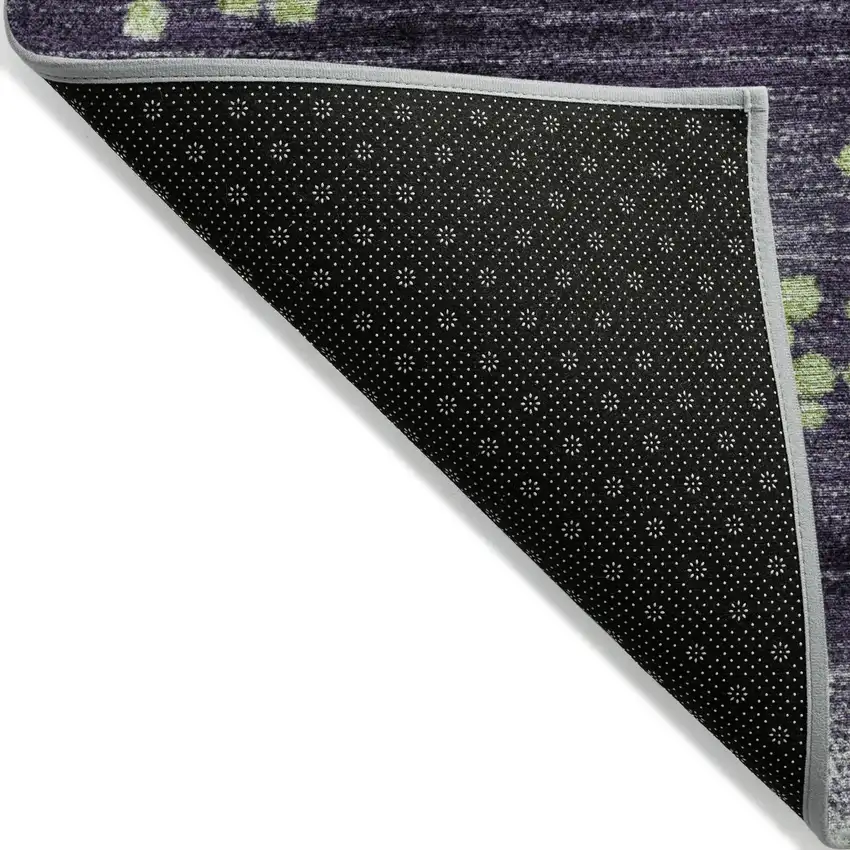 8' Artichoke Green And Purple Round Geometric Washable Indoor Outdoor Area Rug Photo 9