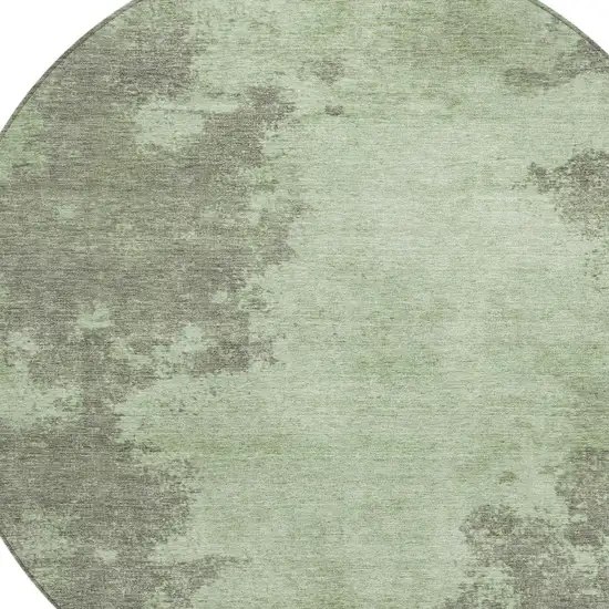 8' Artichoke Green And Sage Round Abstract Washable Indoor Outdoor Area Rug Photo 4