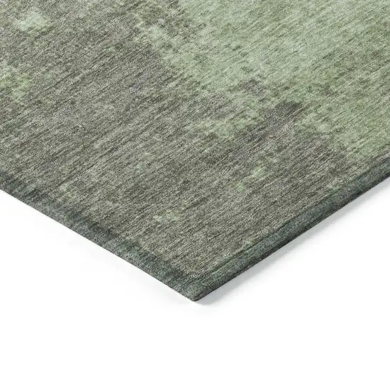 8' Artichoke Green And Sage Round Abstract Washable Indoor Outdoor Area Rug Photo 7