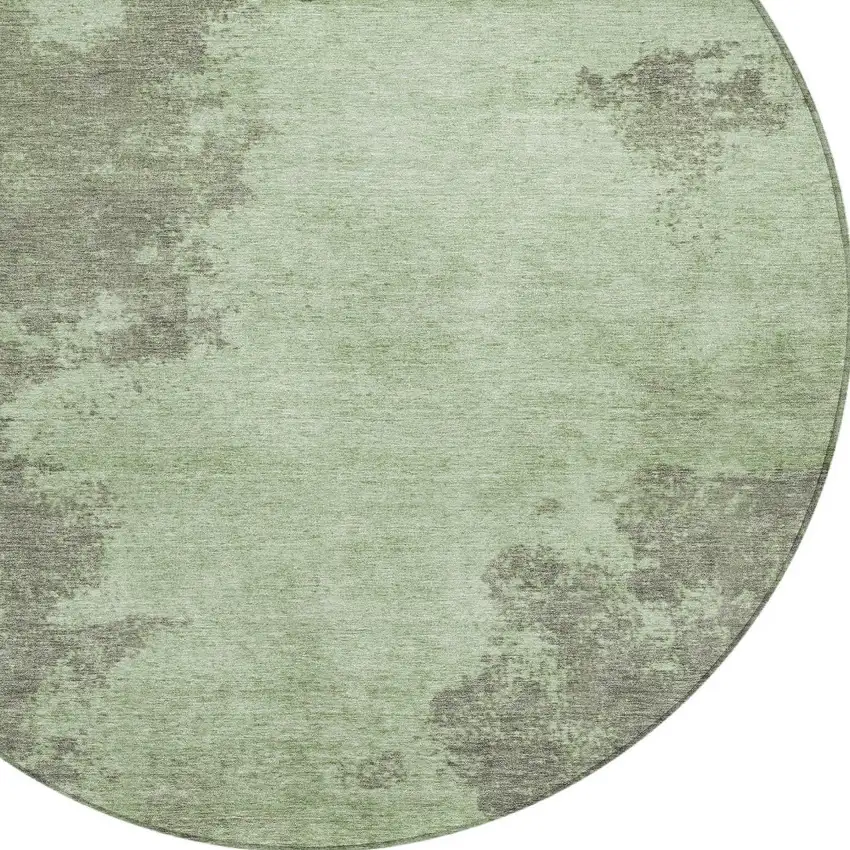 8' Artichoke Green And Sage Round Abstract Washable Indoor Outdoor Area Rug Photo 8