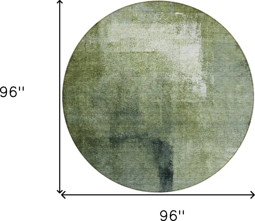 8' Artichoke Green And Sage Round Abstract Washable Indoor Outdoor Area Rug Photo 3