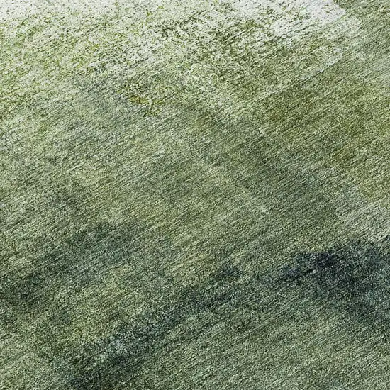 8' Artichoke Green And Sage Round Abstract Washable Indoor Outdoor Area Rug Photo 8