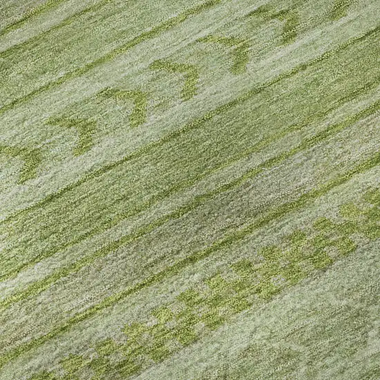 8' Artichoke Green And Sage Striped Washable Round Rug With UV Protection Photo 9