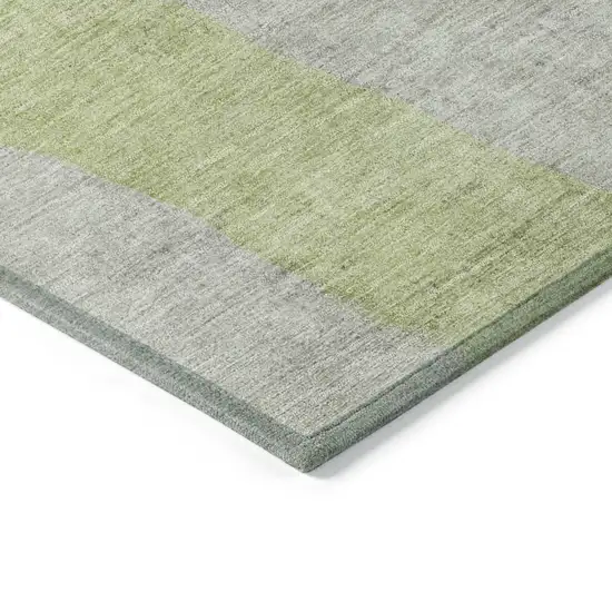 8' Artichoke Green And Taupe Round Abstract Washable Indoor Outdoor Area Rug Photo 8