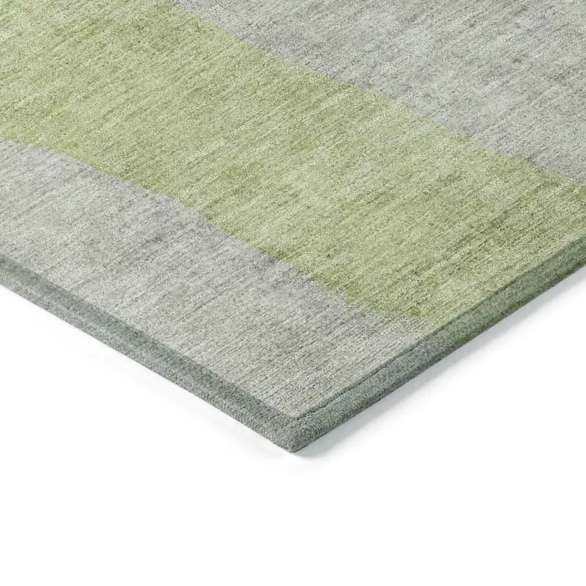 8' Artichoke Green And Taupe Round Abstract Washable Indoor Outdoor Area Rug Photo 8