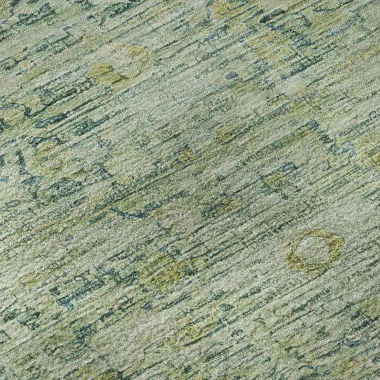 8' Artichoke Green And Teal Oriental Washable Round Rug With UV Protection Photo 8