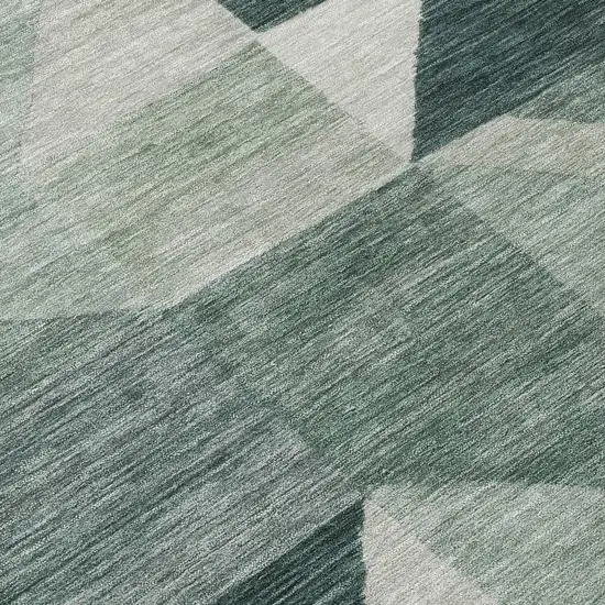 8' Artichoke Green And Wheat Round Geometric Washable Indoor Outdoor Area Rug Photo 9