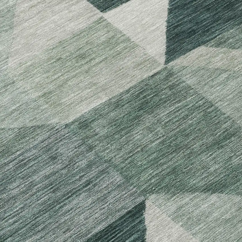 8' Artichoke Green And Wheat Round Geometric Washable Indoor Outdoor Area Rug Photo 9