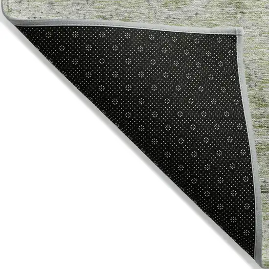 8' Artichoke Green Beige And Gray Round Damask Washable Indoor Outdoor Area Rug Photo 3