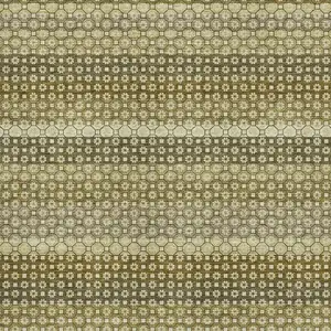 Photo of 8' Artichoke Green Beige And Gray Striped Washable Area Rug With UV Protection