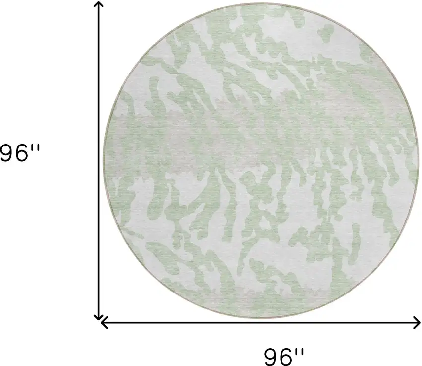 8' Artichoke Green Beige And Ivory Round Animal Print Washable Indoor Outdoor Area Rug Photo 3