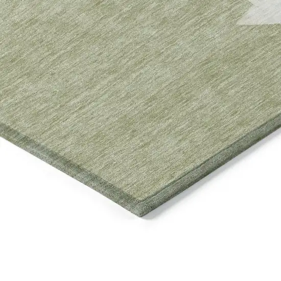 8' Artichoke Green Beige Ivory And Taupe Round Presents Washable Indoor Outdoor Area Rug Photo 8