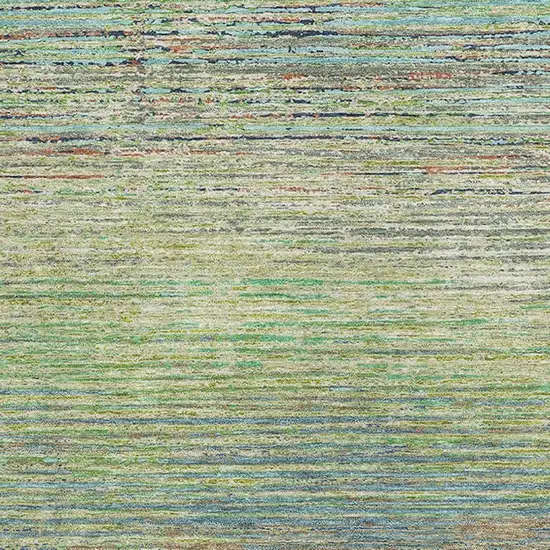 8' Artichoke Green Blue And Copper Striped Washable Area Rug With UV Protection Photo 2