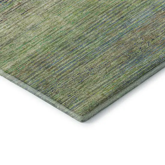 8' Artichoke Green Blue And Copper Striped Washable Area Rug With UV Protection Photo 7