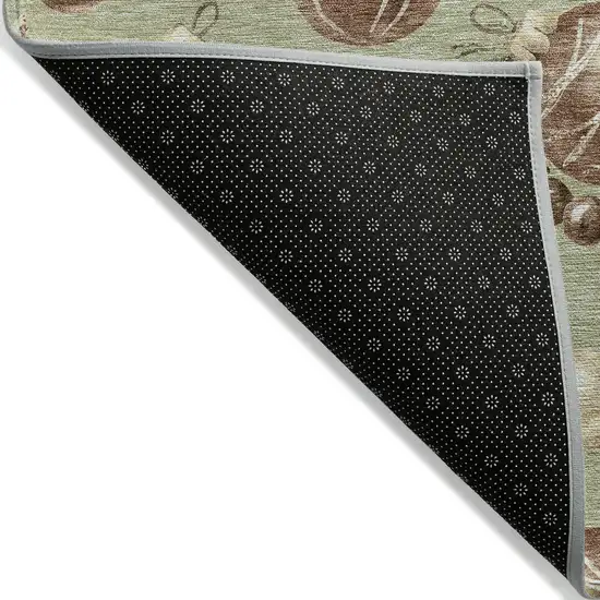 8' Artichoke Green Brown And Beige Round Stars Washable Indoor Outdoor Area Rug Photo 8