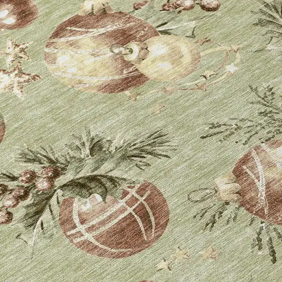 8' Artichoke Green Brown And Beige Round Stars Washable Indoor Outdoor Area Rug Photo 5