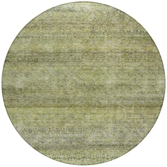 8' Artichoke Green Brown And Gray Round Striped Washable Indoor Outdoor Area Rug Photo 5