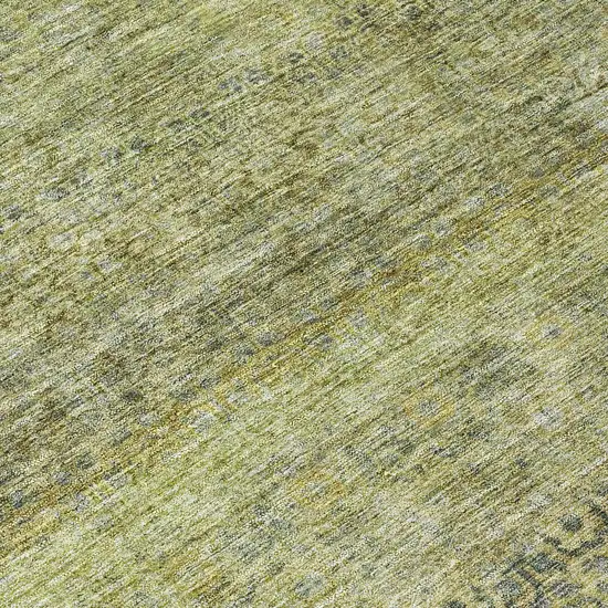 8' Artichoke Green Brown And Gray Round Striped Washable Indoor Outdoor Area Rug Photo 8
