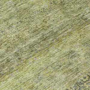 Photo of 8' Artichoke Green Brown And Gray Round Striped Washable Indoor Outdoor Area Rug