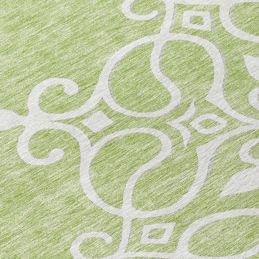 8' Artichoke Green Brown And Ivory Round Floral Medallion Washable Indoor Outdoor Area Rug Photo 8