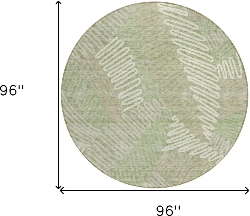 8' Artichoke Green Brown And Ivory Round Floral Washable Indoor Outdoor Area Rug Photo 3