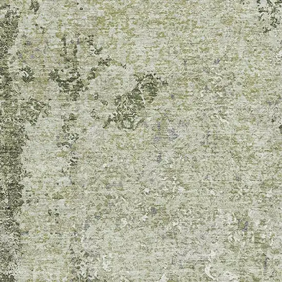 8' Artichoke Green Charcoal And Ivory Abstract Washable Area Rug With UV Protection Photo 2
