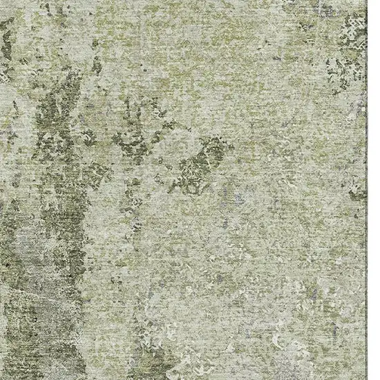 8' Artichoke Green Charcoal And Ivory Abstract Washable Area Rug With UV Protection Photo 3