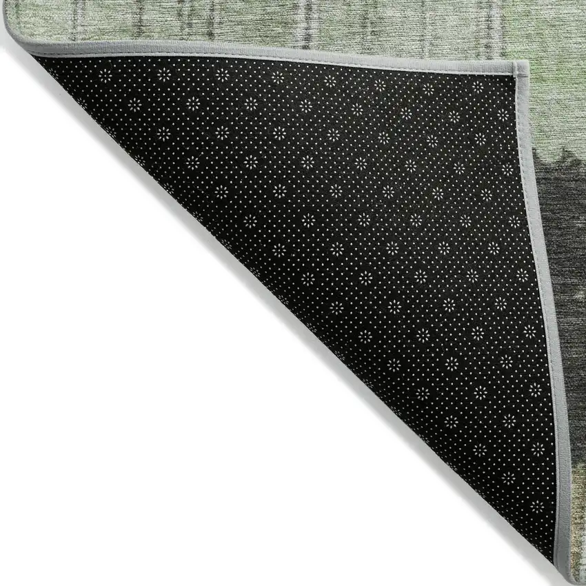 8' Artichoke Green Charcoal And Purple Round Striped Washable Indoor Outdoor Area Rug Photo 9