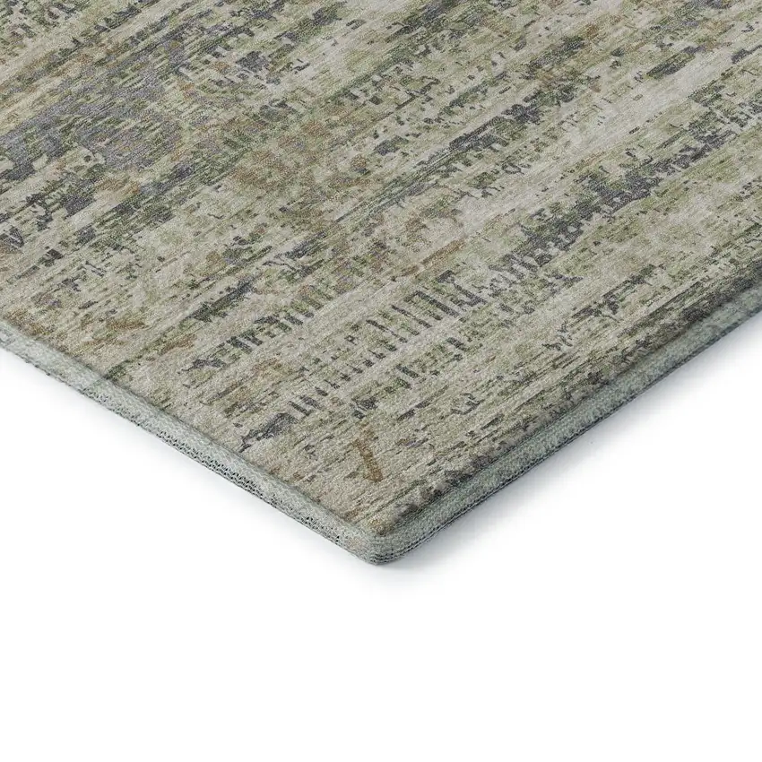 8' Artichoke Green Copper And Gray Moroccan Washable Round Rug With UV Protection Photo 7