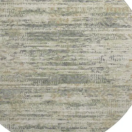 8' Artichoke Green Copper And Gray Moroccan Washable Round Rug With UV Protection Photo 3