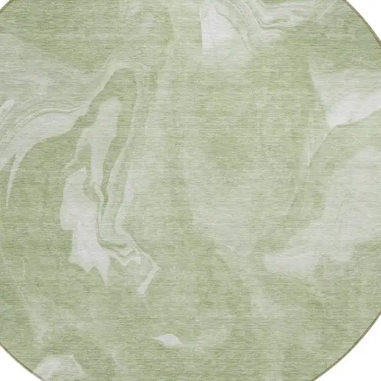 8' Artichoke Green Fern Green And Ivory Round Abstract Washable Indoor Outdoor Area Rug Photo 4