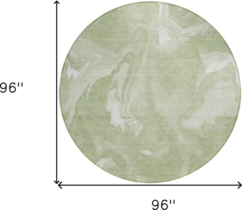 8' Artichoke Green Fern Green And Ivory Round Abstract Washable Indoor Outdoor Area Rug Photo 3
