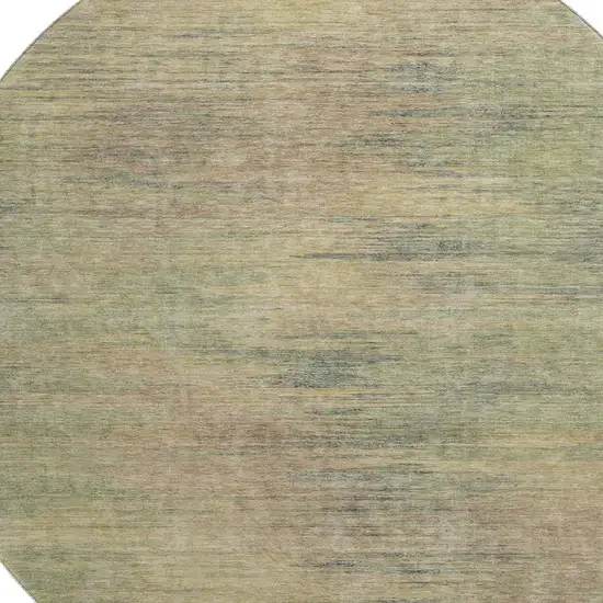 8' Artichoke Green Gold And Copper Abstract Washable Round Rug With UV Protection Photo 3